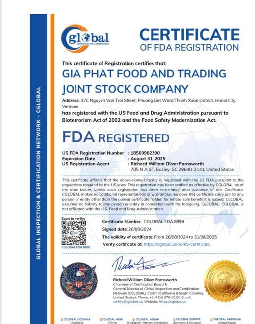 US FDA Registration 18569982290